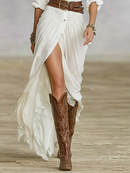 Sofía| Vestido Largo de Lino con Cuello Invertido