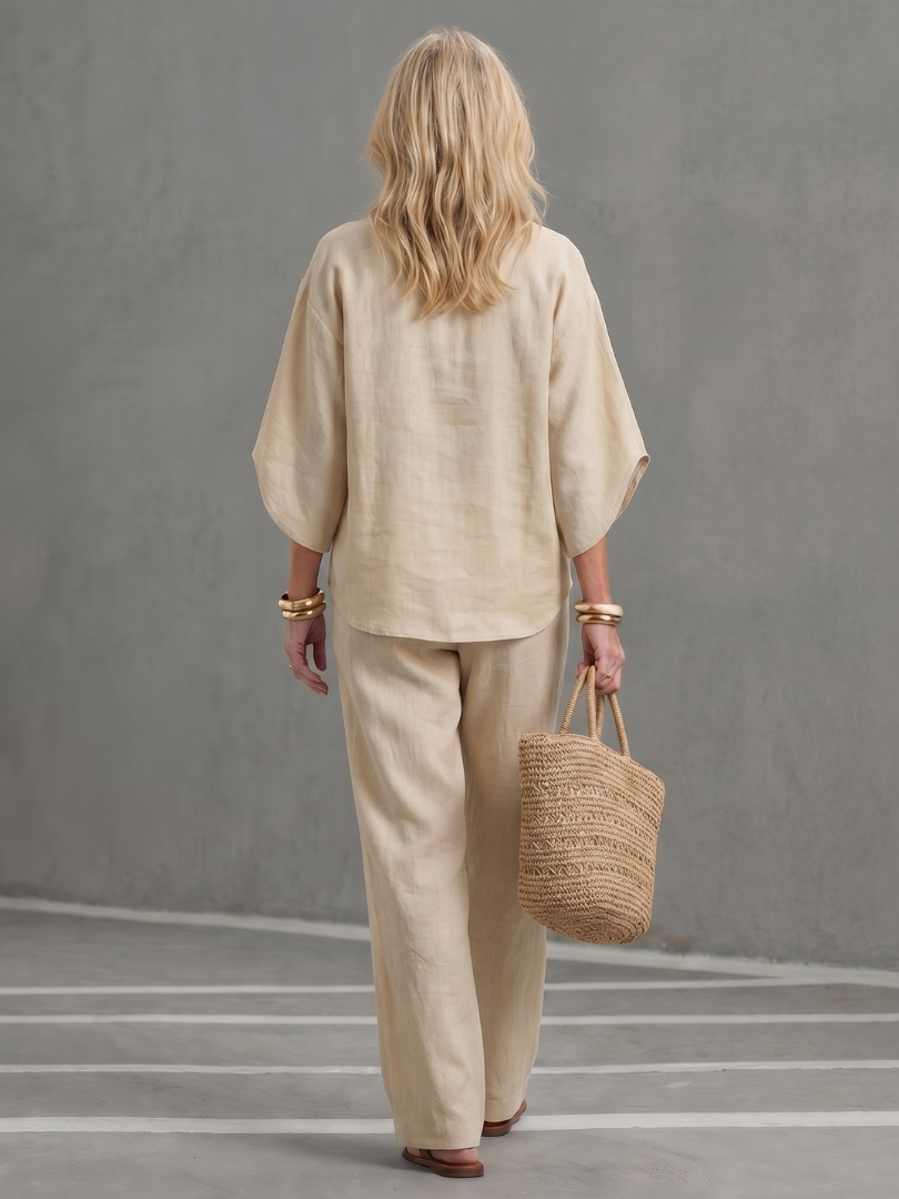 Emilia | Ensemble tunique décontractée boutonnée et pantalon