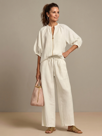 Natalia | Blouse avec fermeture éclair sur le devant et pantalon large