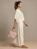 Natalia | Blouse avec fermeture éclair sur le devant et pantalon large