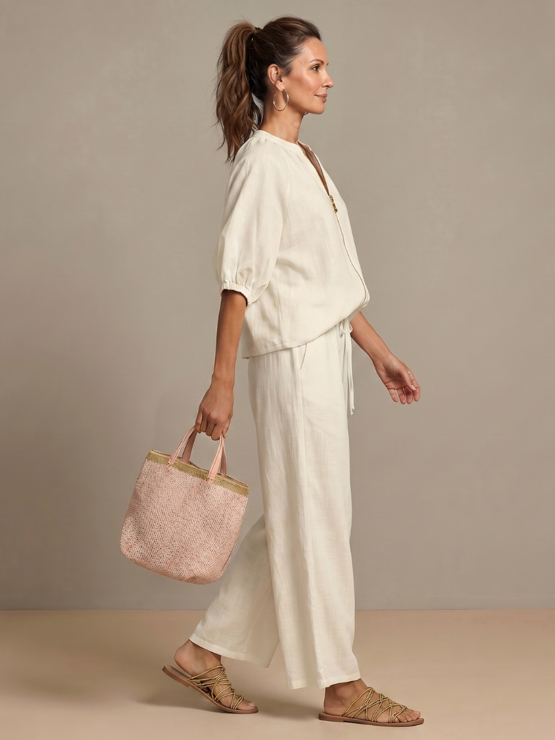 Natalia | Blouse avec fermeture éclair sur le devant et pantalon large