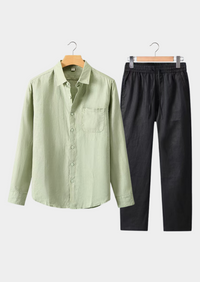 DOLCEVITA CONJUNTO DE VERANO DE MANGA LARGA - VERDE MENTA/NEGRO