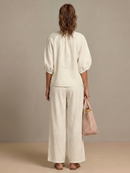 Natalia | Blouse avec fermeture éclair sur le devant et pantalon large