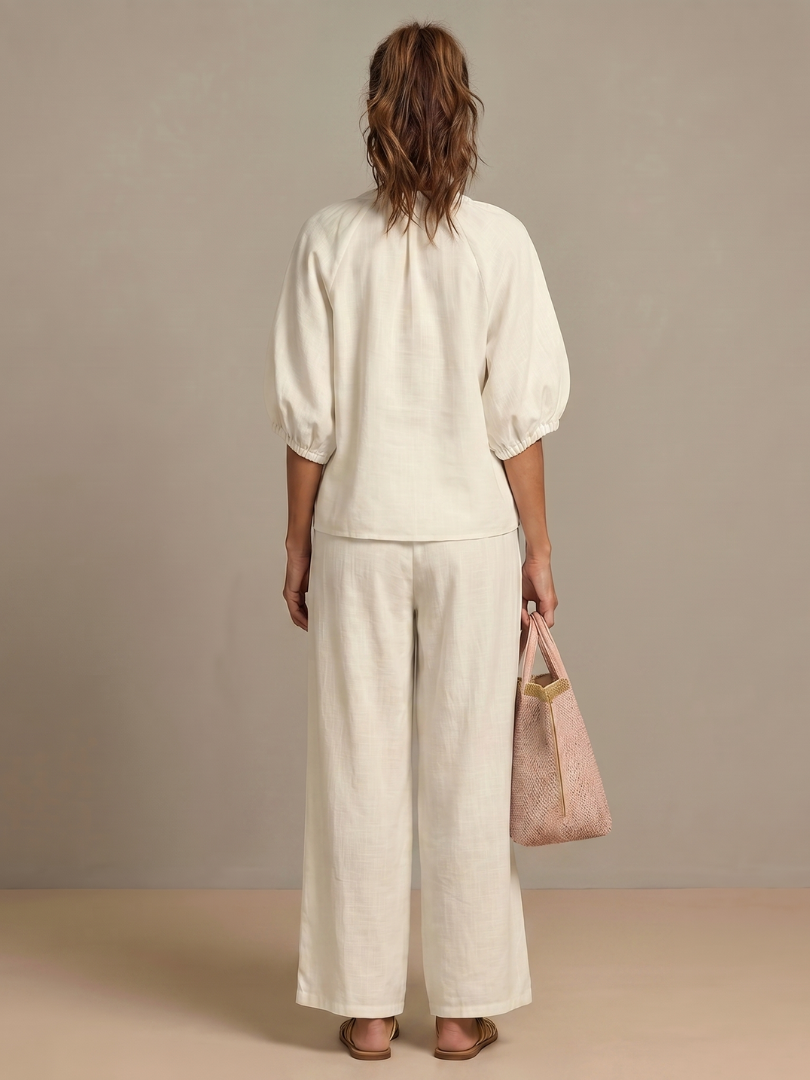 Natalia | Blouse avec fermeture éclair sur le devant et pantalon large