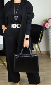 Conjunto Elena -  cárdigan largo, top y pantalón.