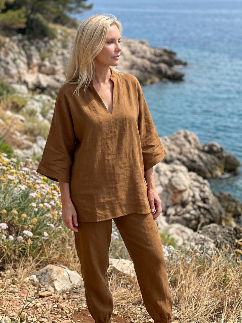 Georgiana | Túnica con escote en V y pantalón fruncido