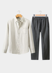 DOLCEVITA CONJUNTO DE VERANO DE MANGA LARGA - BEIGE/GRIS