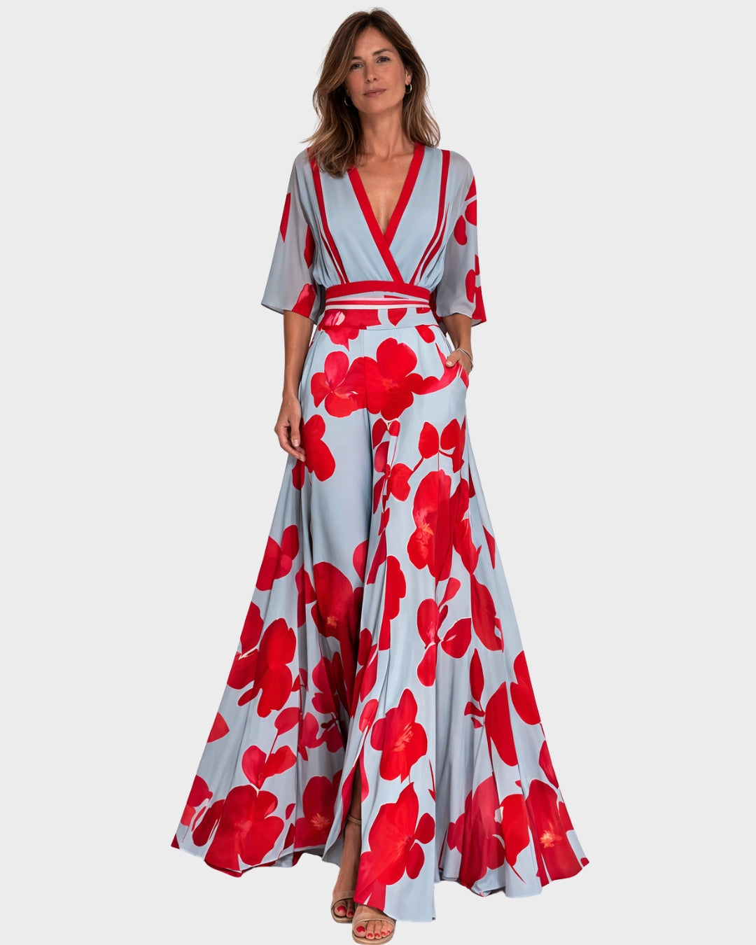 Pilar | Elegante vestido largo con escote profundo