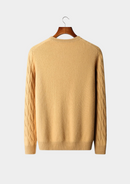 Suéter de lana con punto cable y cuello redondo