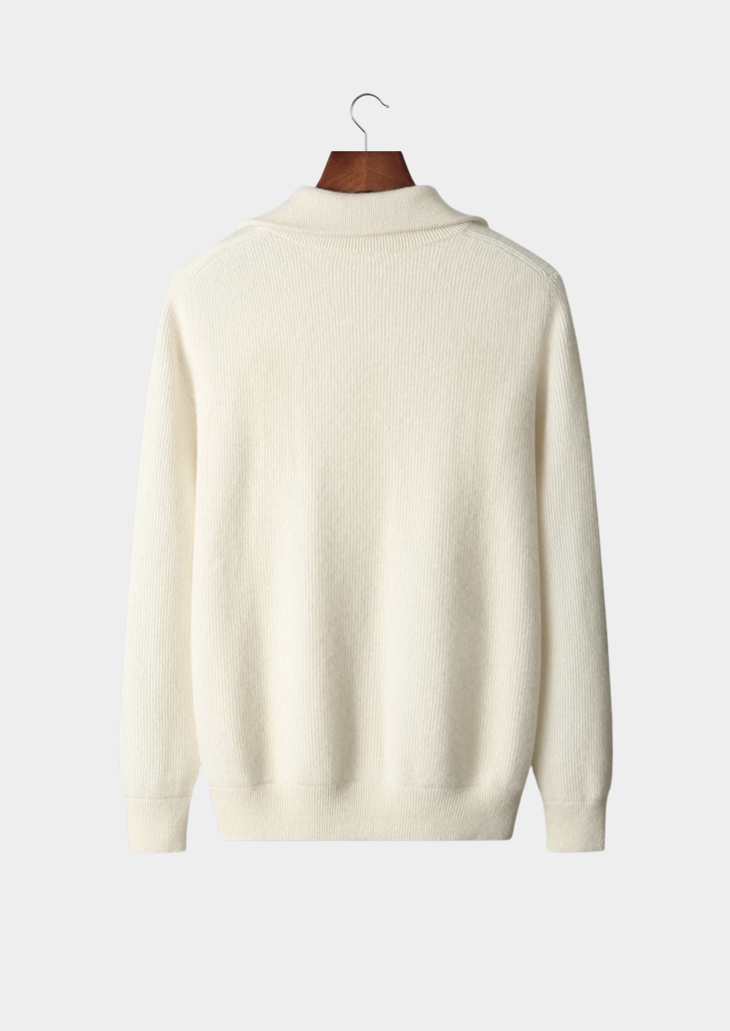 Cárdigan de lana con punto canalé y cremallera frontal