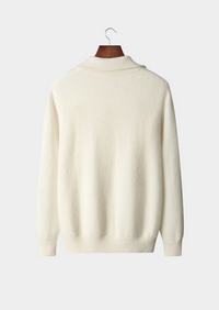 Cárdigan de lana con punto canalé y cremallera frontal