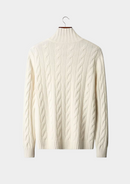 Cárdigan de lana con doble cremallera y punto cable