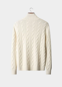 Cárdigan de lana con doble cremallera y punto cable