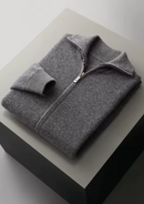 Cárdigan de lana con punto canalé y cremallera frontal