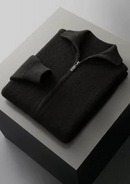 Cárdigan de lana con punto canalé y cremallera frontal