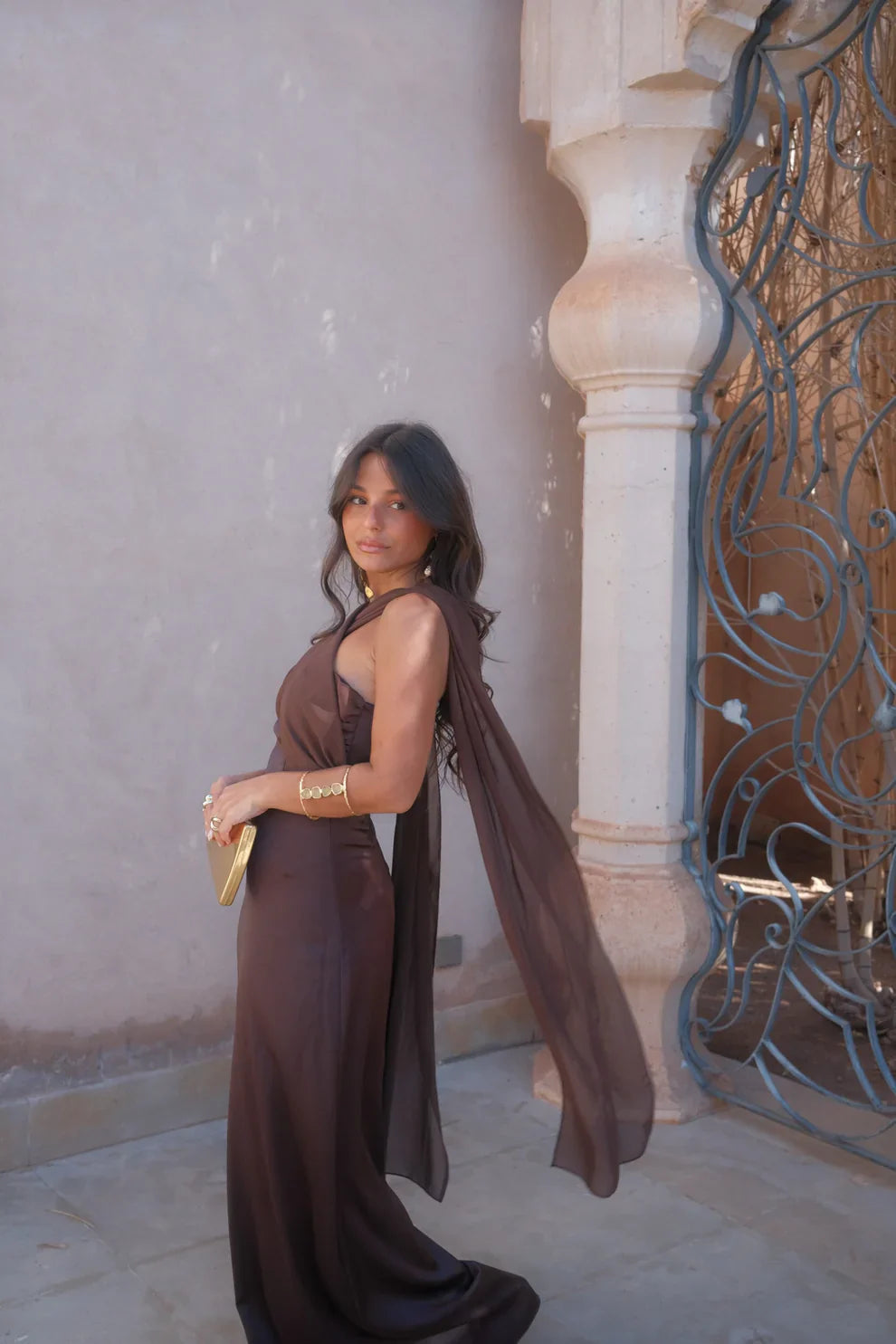 Noa | Robe Vintage Unie avec Nœud et Taille Haute