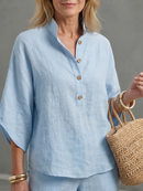 Emilia | Ensemble tunique décontractée boutonnée et pantalon