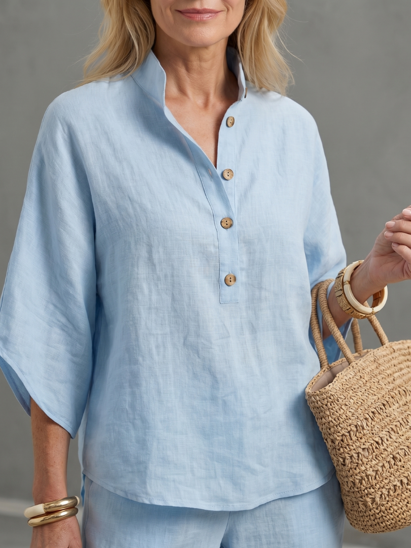 Emilia | Ensemble tunique décontractée boutonnée et pantalon