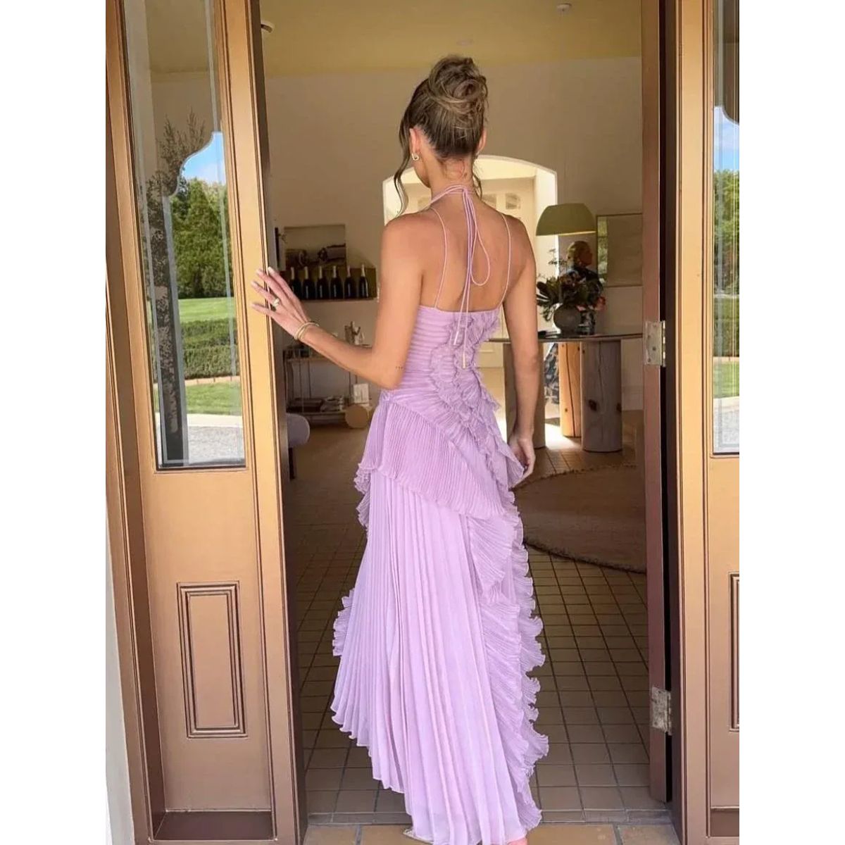 OLAYA - VESTIDO LARGO CON VOLANTES