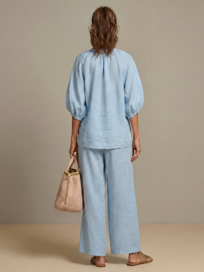 Natalia | Blouse avec fermeture éclair sur le devant et pantalon large