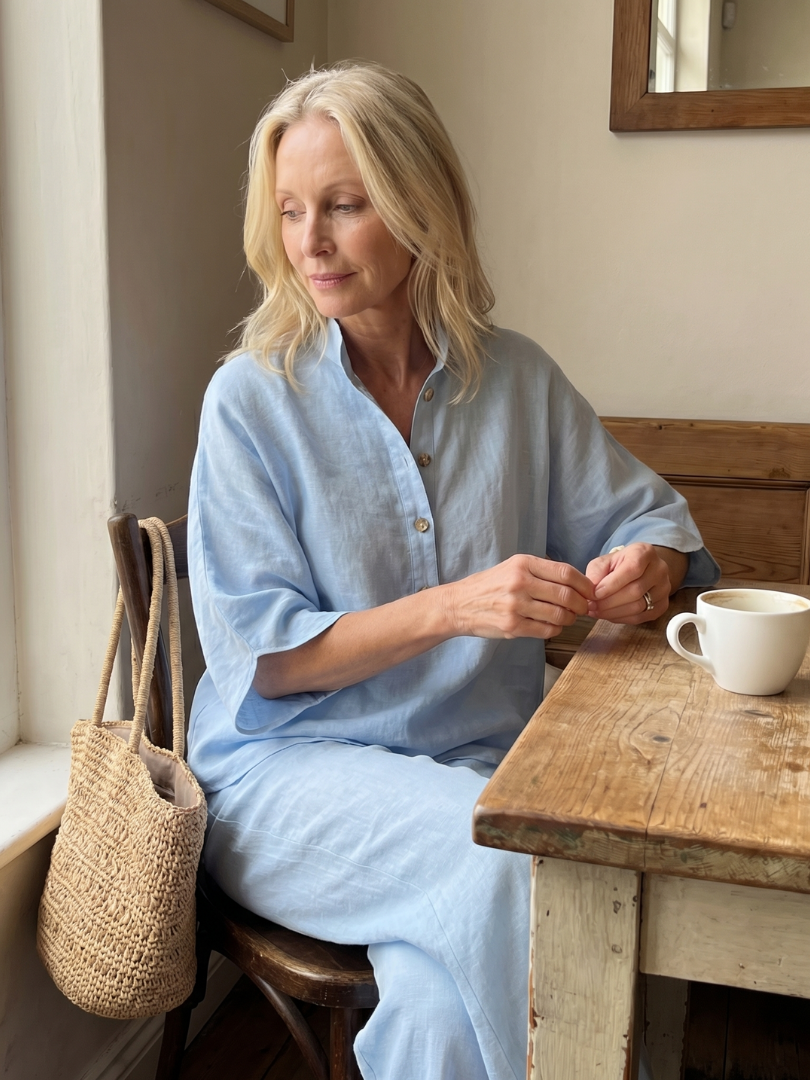 Emilia | Ensemble tunique décontractée boutonnée et pantalon