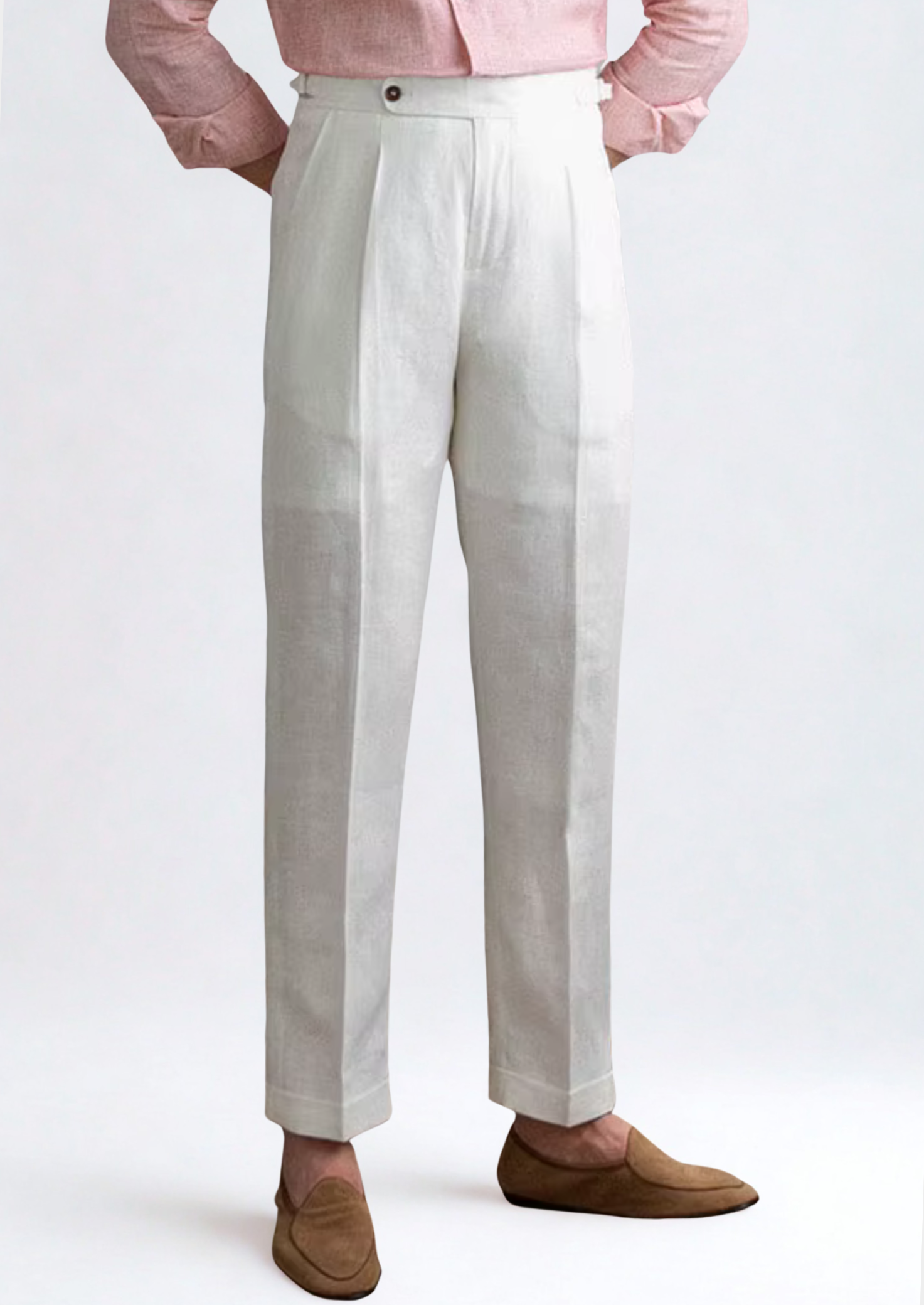 Pantalones plisados toscanos de estilo costero - blanco
