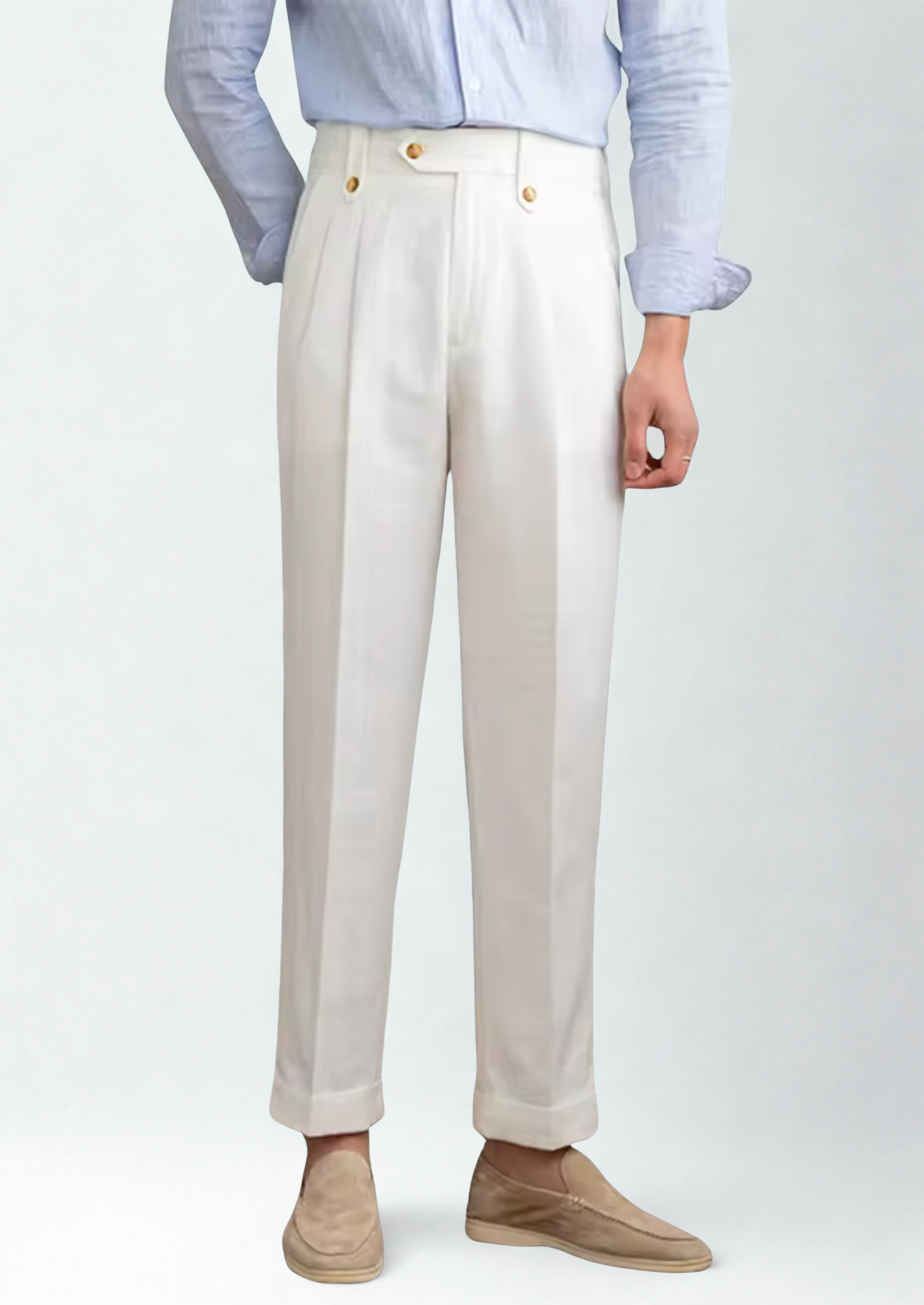 Pantalones Napoli plisados de estilo costero - Blanco