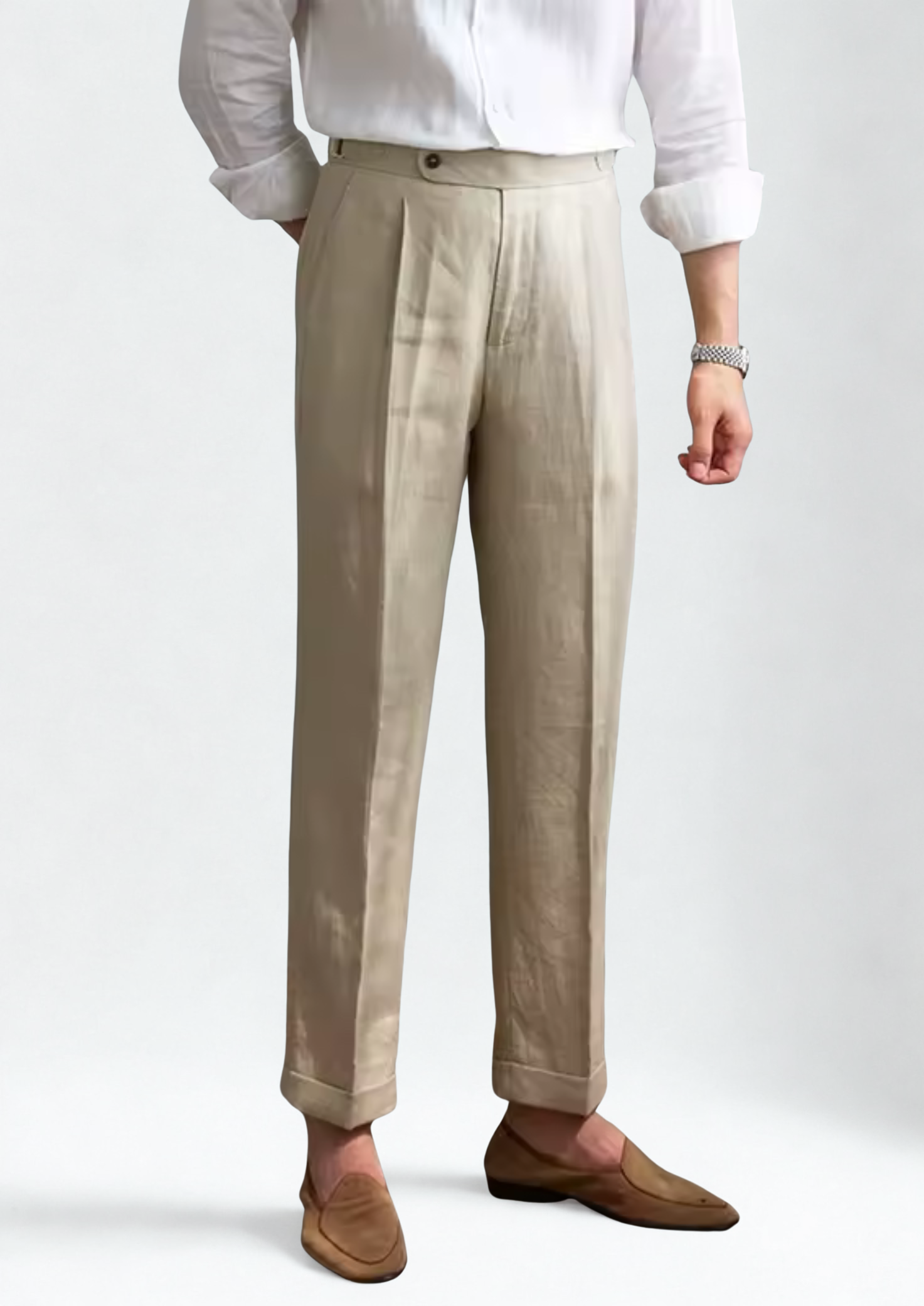 Pantalones plisados toscanos de estilo costero - Arena