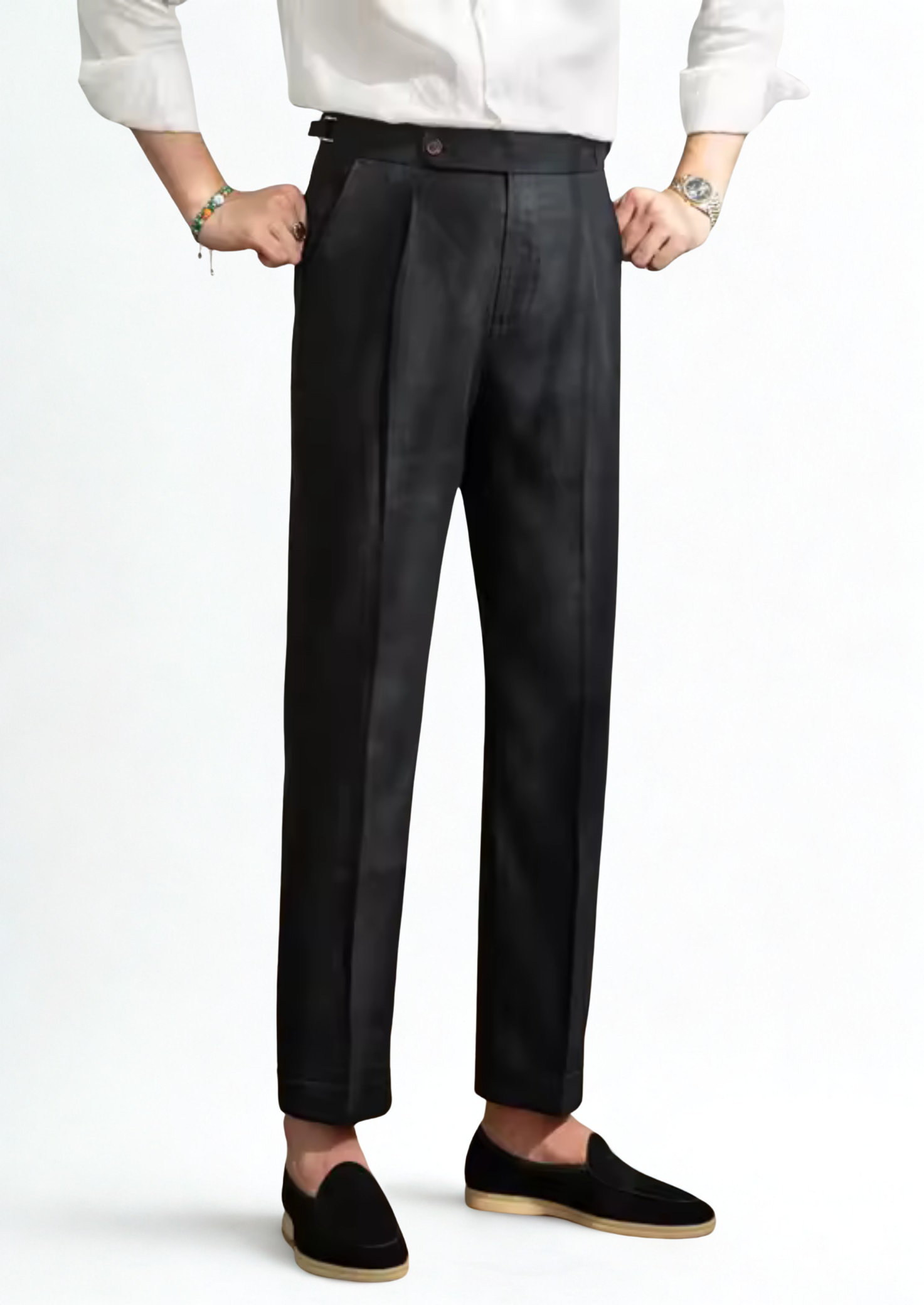 Pantalones plisados de Toscana estilo costero - Negro