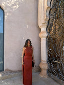 Noa | Robe Vintage Unie avec Nœud et Taille Haute