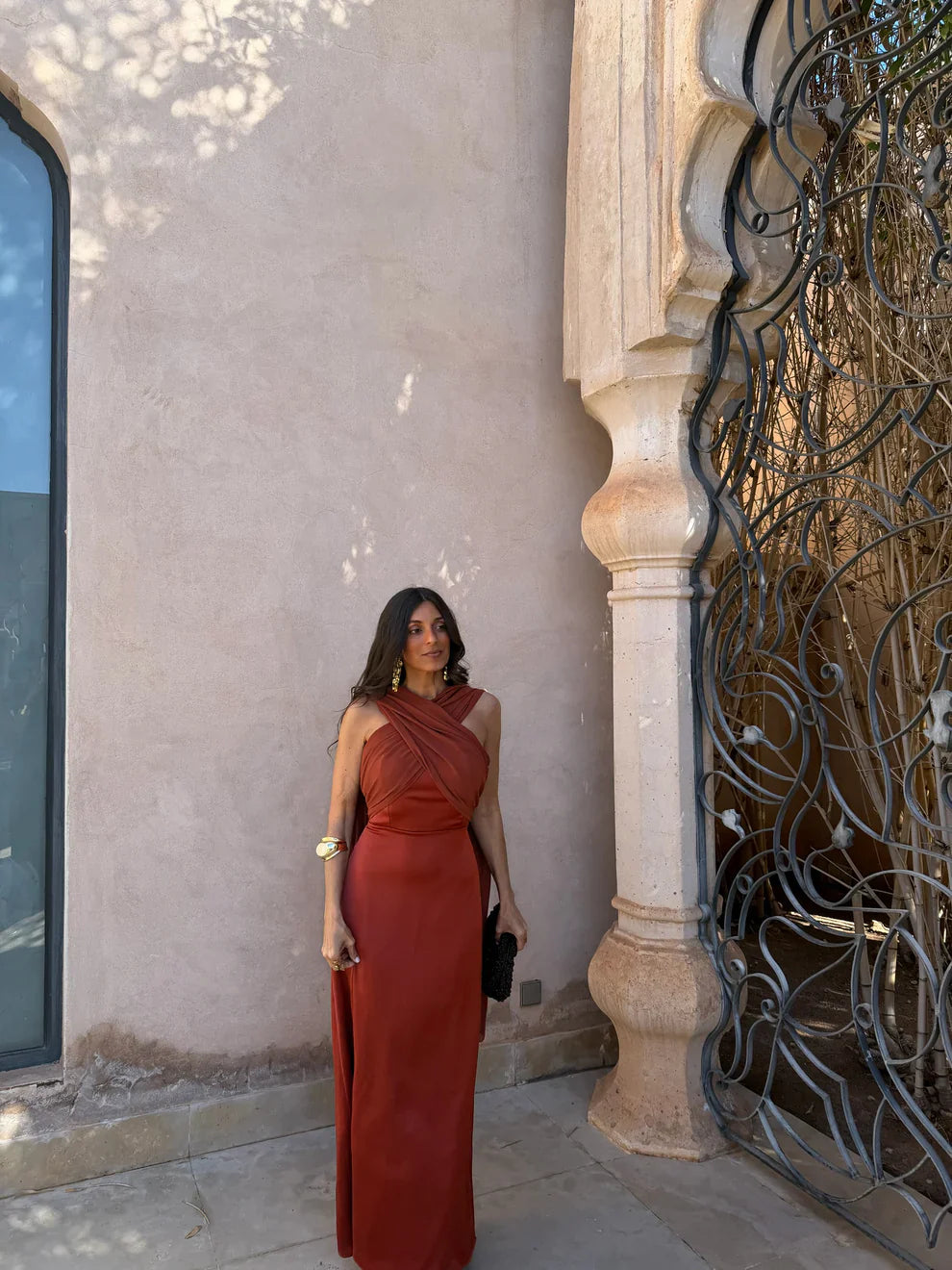 Noa | Robe Vintage Unie avec Nœud et Taille Haute