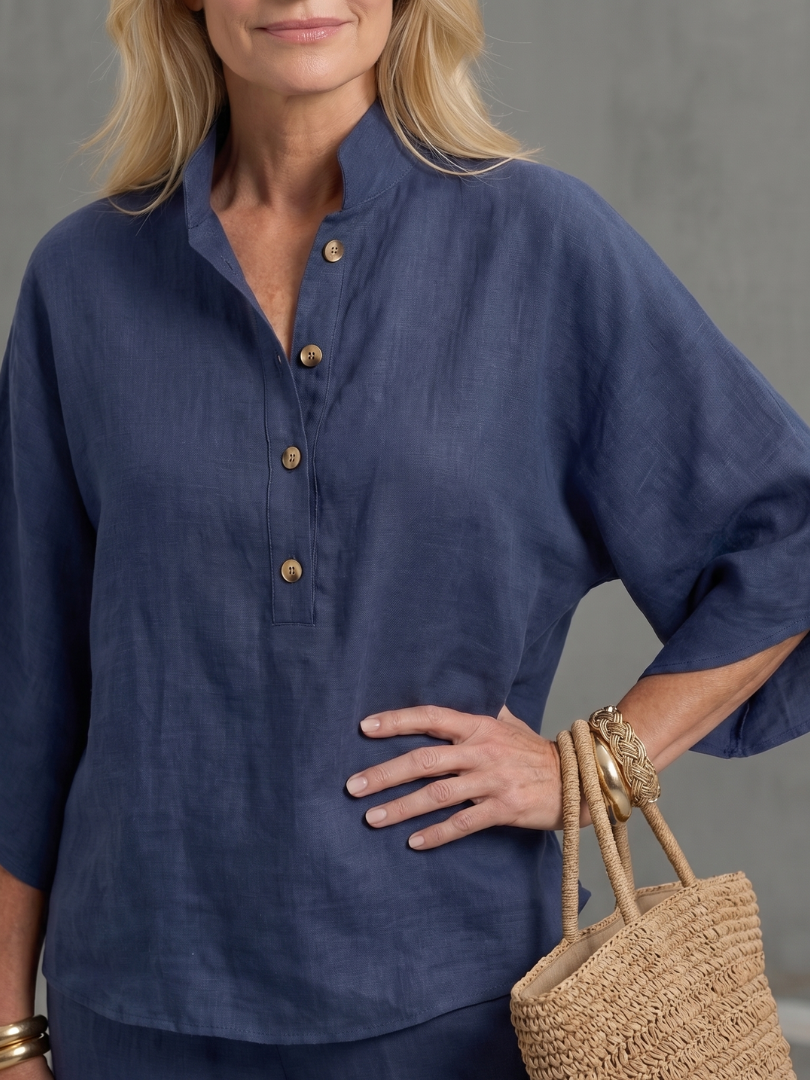 Emilia | Ensemble tunique décontractée boutonnée et pantalon