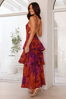 Robe à Imprimé Floral et Décolleté Plongeant
