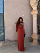 Noa | Robe Vintage Unie avec Nœud et Taille Haute