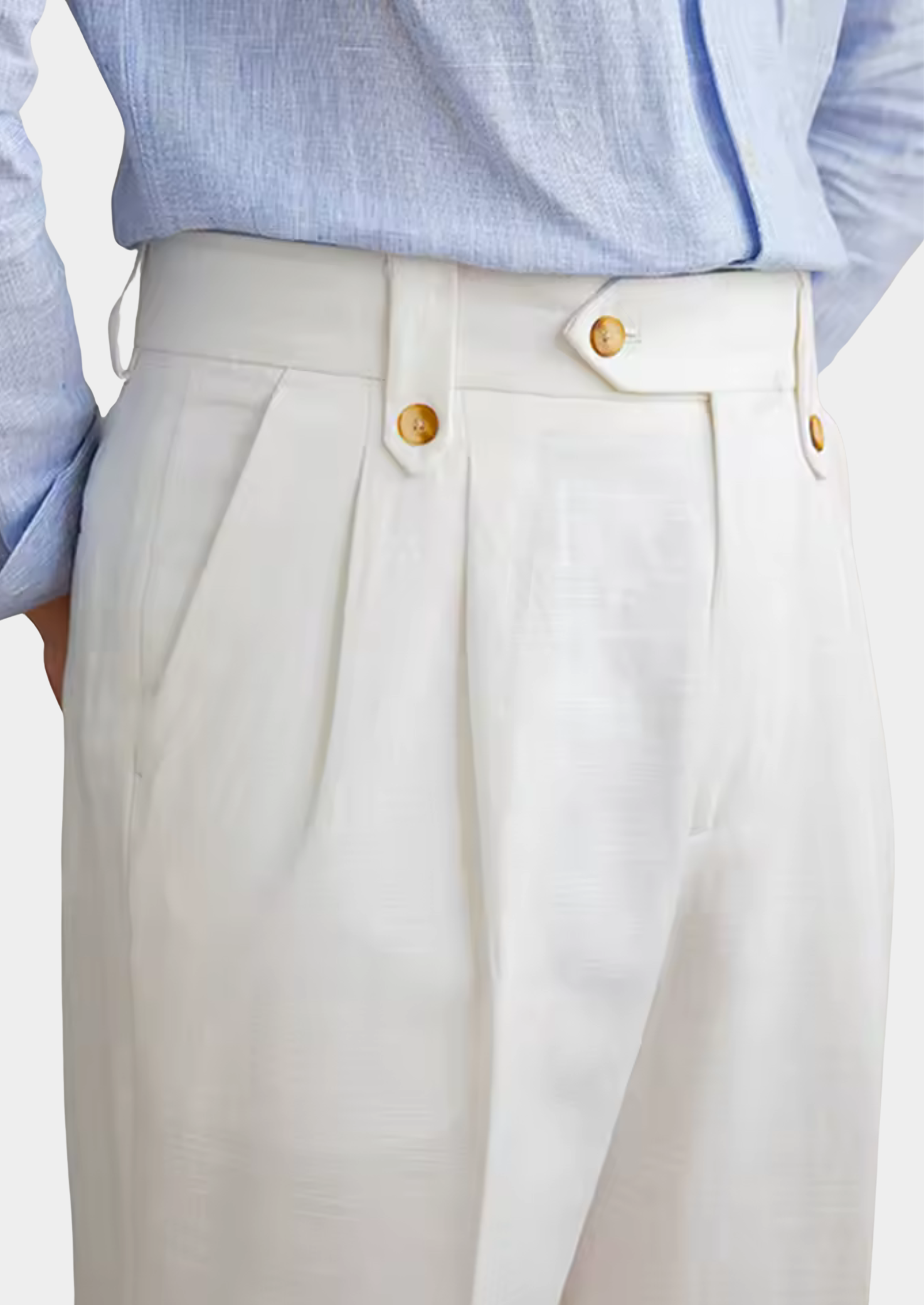 Pantalones Napoli plisados de estilo costero - Blanco