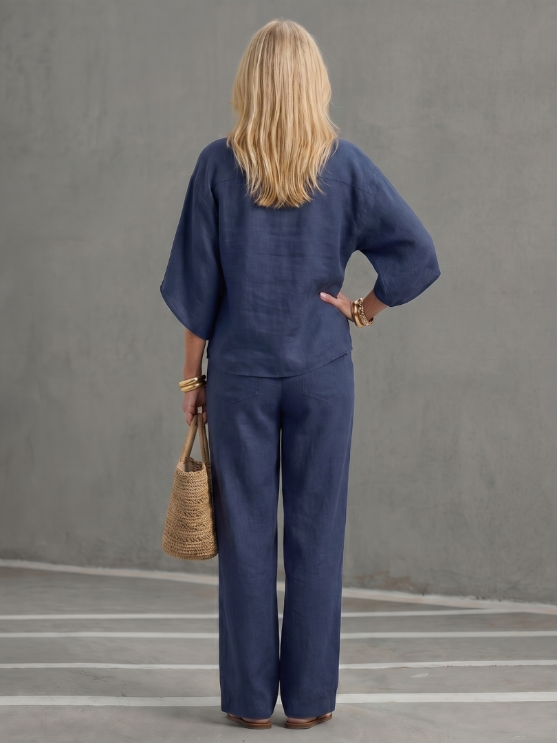 Emilia | Ensemble tunique décontractée boutonnée et pantalon