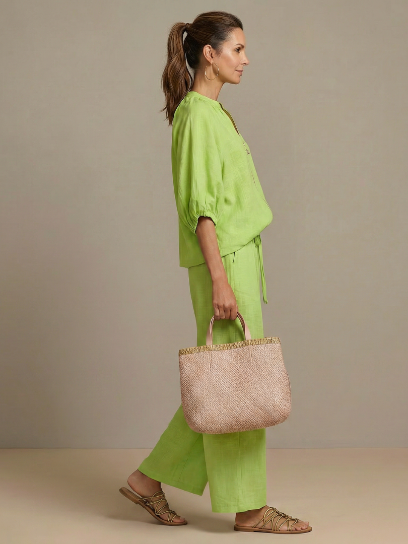 Natalia | Blouse avec fermeture éclair sur le devant et pantalon large