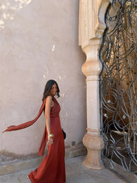 Noa | Robe Vintage Unie avec Nœud et Taille Haute