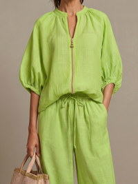Natalia | Blouse avec fermeture éclair sur le devant et pantalon large