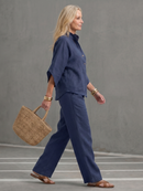 Emilia | Ensemble tunique décontractée boutonnée et pantalon