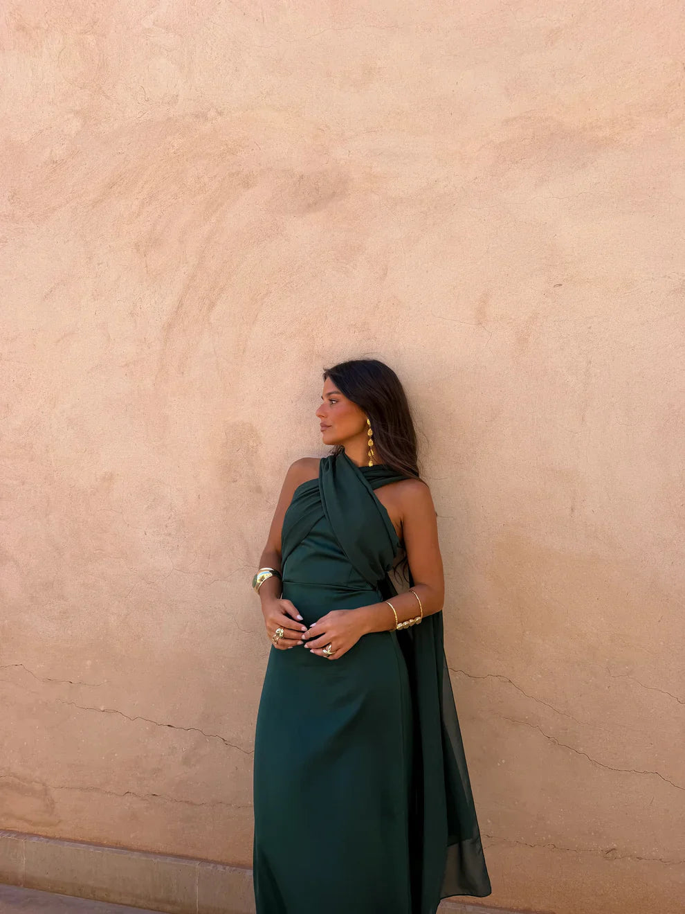 Noa | Robe Vintage Unie avec Nœud et Taille Haute