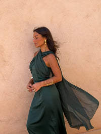 Noa | Robe Vintage Unie avec Nœud et Taille Haute
