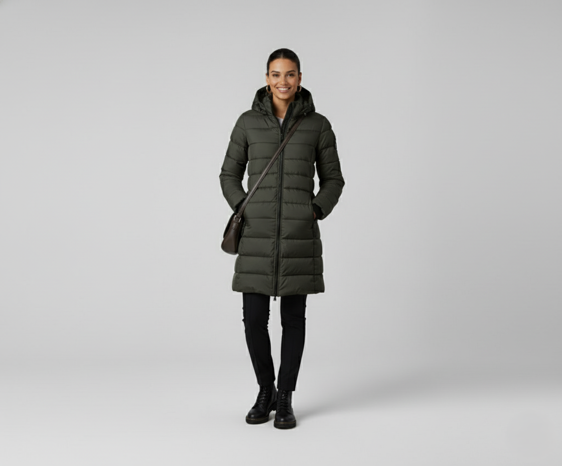 Abrigo Elegamma | con capucha y cremallera