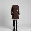 Vestido Sofisticado Línea A con Detalle Plisado y Cadena Dorada