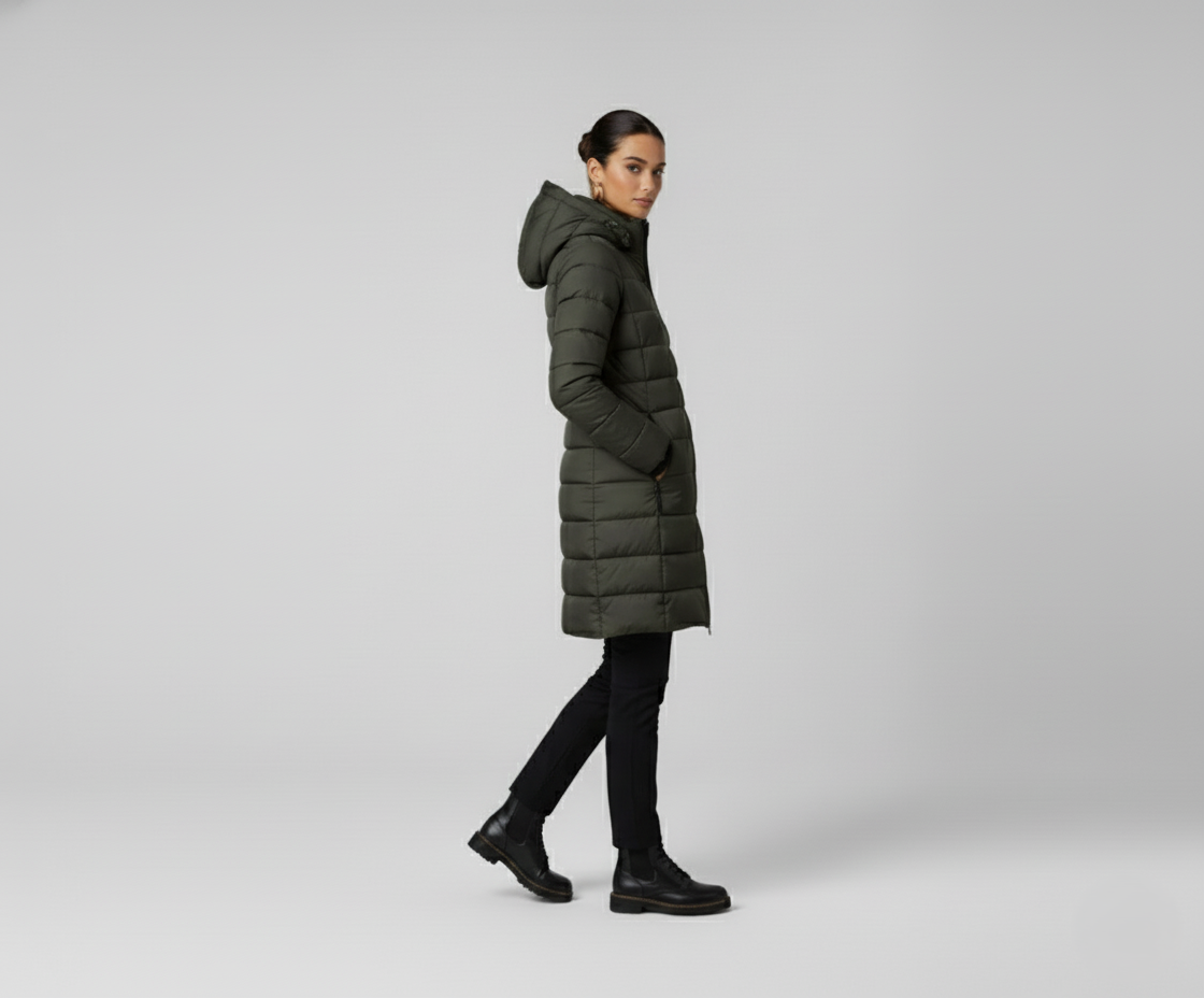 Abrigo Elegamma | con capucha y cremallera