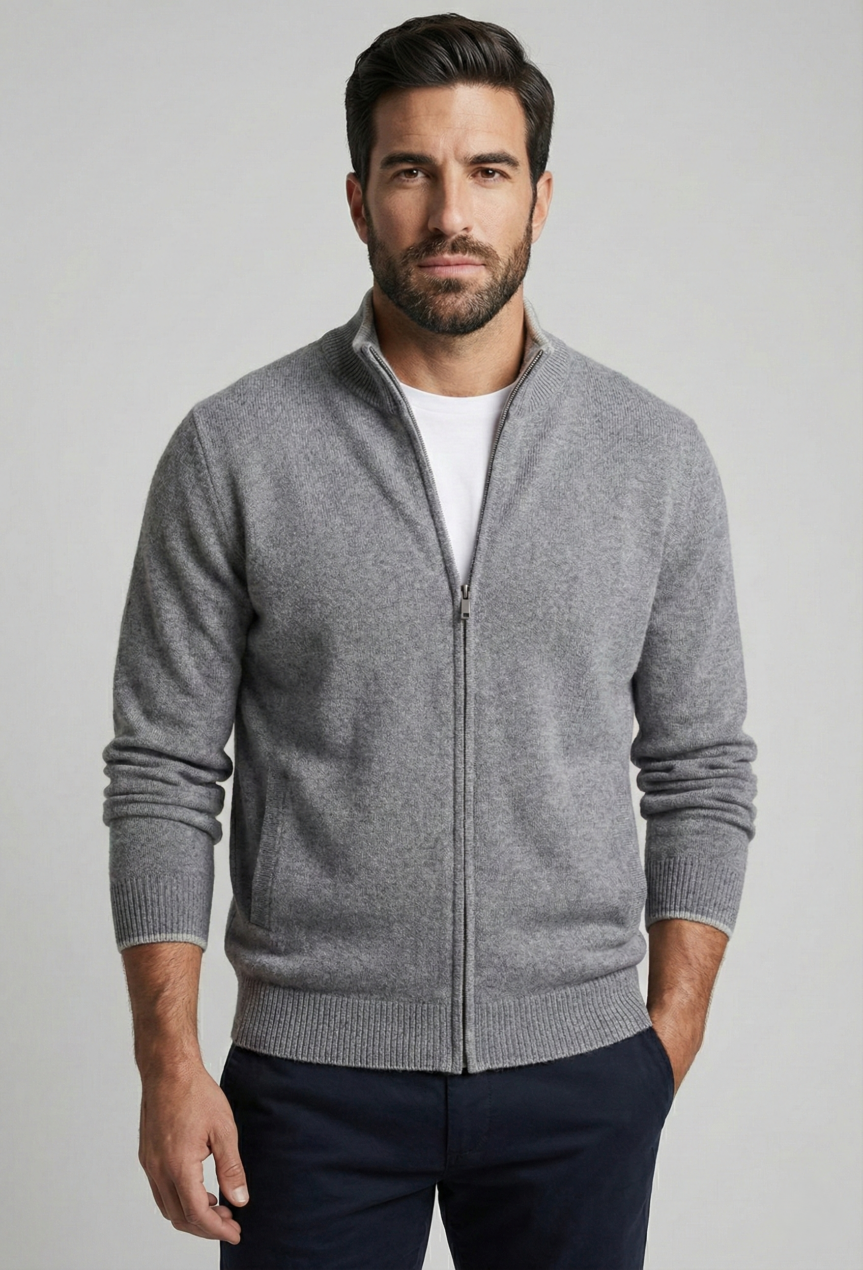 Cárdigan merino cremallera