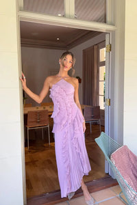 Eliza | Vestido maxi elegante con volantes para mujer