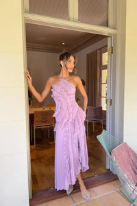 Eliza | Vestido maxi elegante con volantes para mujer