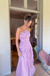 Eliza | Vestido maxi elegante con volantes para mujer