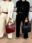 Conjunto Elena -  cárdigan largo, top y pantalón.